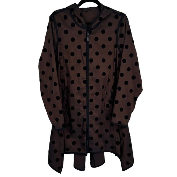 Mycra Pac Polka Dotted Long Sleeves Zip Front Rain Coat & Shoulder Bag Brown NWT - Picture 3 of 8
